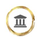 Classical building in a brushed gold ring